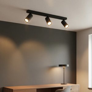 Luminaria Spot Triple Aplique De Pared Techo Cilindro Negro - Imagen 3