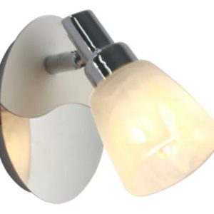 Luminaria Spot Pared Una Luz Color Cromo Y Tulipa De Vidrio